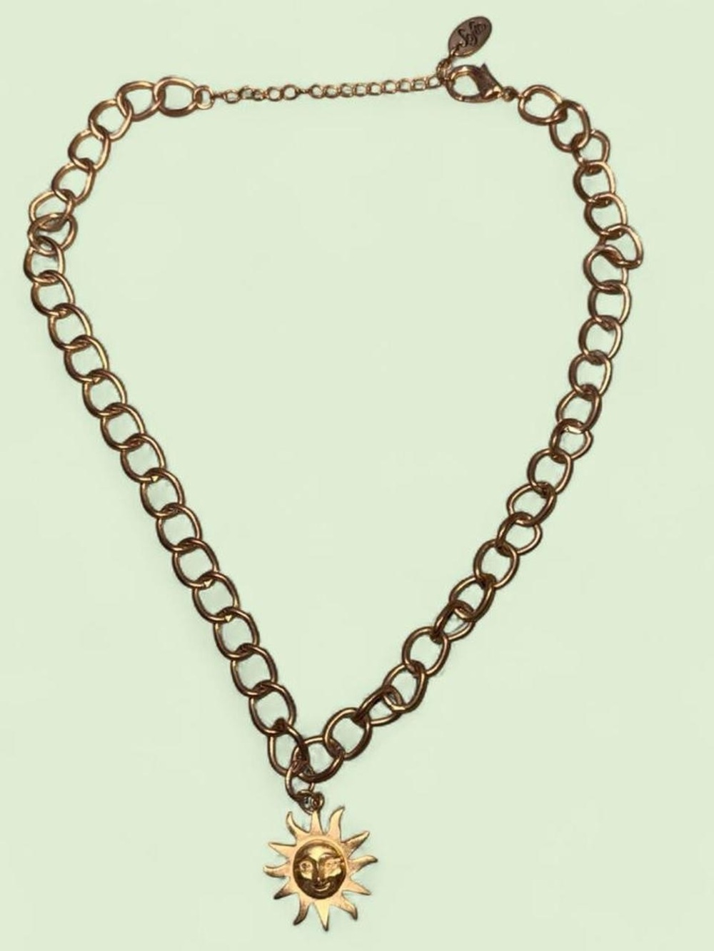 Gold Sun Charm Chunky Chain Necklace - Women Jewelry